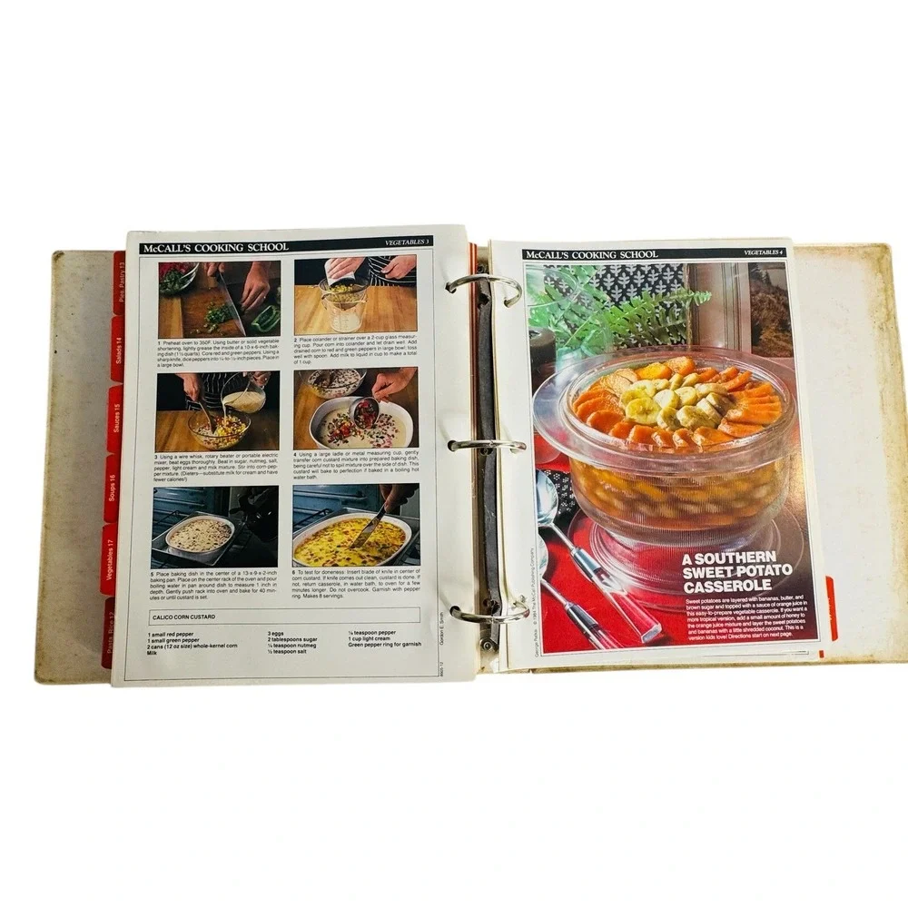 McCall's Cooking School Cookbook Recipes 3 Ring Binder 1986‎ Color Illustrations